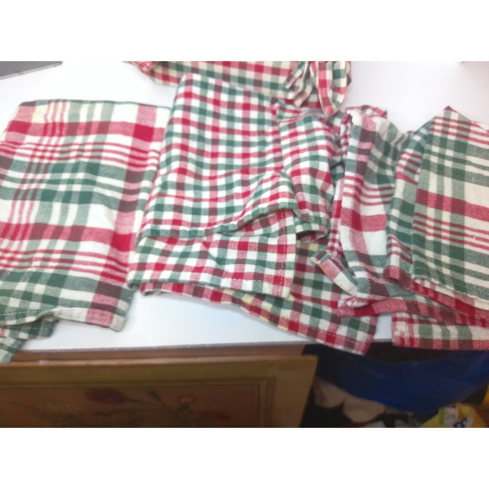 Vintage Napkin Basket Set Red Green Plaid - Picture 4 of 6